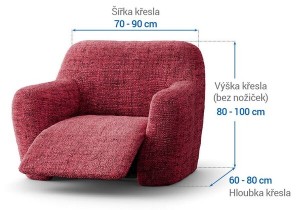 Bielastické potahy VITTORIA bordó relaxační křeslo (š. 70 - 90 cm)