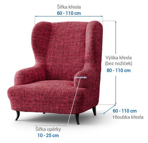 Bielastické potahy VITTORIA bordó křeslo ušák (š. 60 - 110 cm)