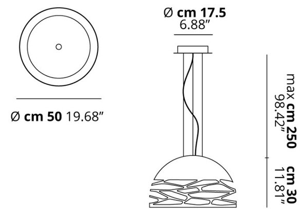 Lodes 14126 4500 Kelly Small Dome 50, závěsné svítidlo 3x23W E27, champagne, prům. 50cm