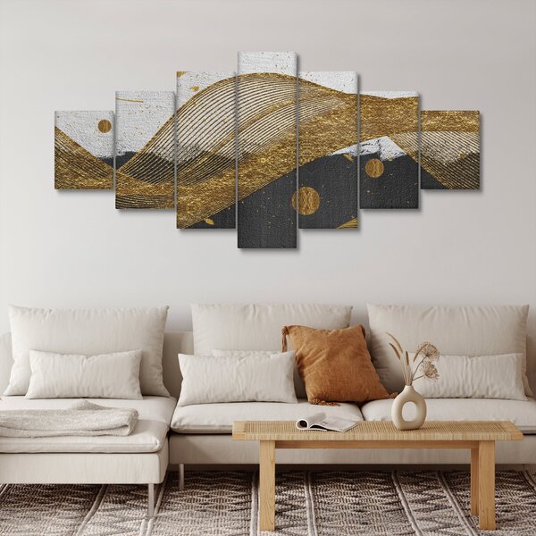 Obraz - Zlaté pírka (210x100 cm)