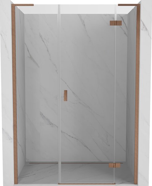 Mexen Mist-H L sprchové dveře otočné pravé 130 cm, transparentní, kartáčovaná měď - 8A5L-130-001-65-00-P