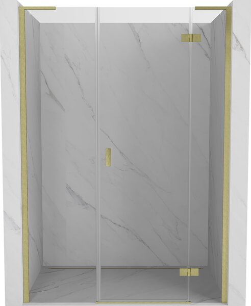 Mexen Mist-H L sprchové dveře pravé 145 cm, průhledné, zlaté kartáčované - 8A5L-145-001-55-00-P