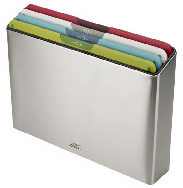 Joseph Joseph Sada čtyř plastových prkének se stojanem Folio Icon Steel 26 x 36 cm