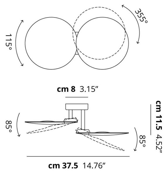 Lodes 15942 2027 Puzzle Double Round, svítidlo pro nepřímé osvětlení, 2x17W LED 2700K, černá, šířka 37cm