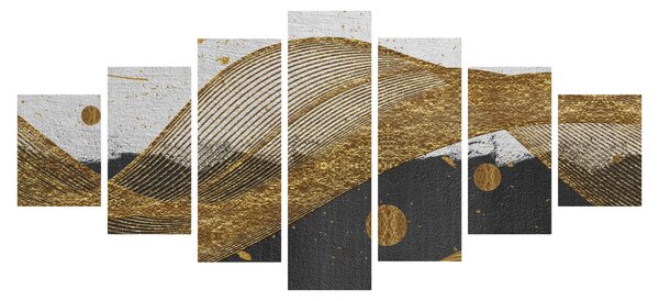 Obraz - Zlaté pírka (210x100 cm)