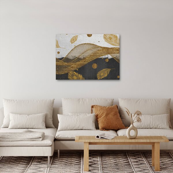 Obraz - Zlaté pírka (70x50 cm)