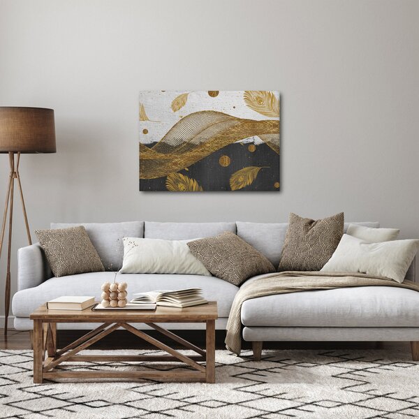 Obraz - Zlaté pírka (70x50 cm)