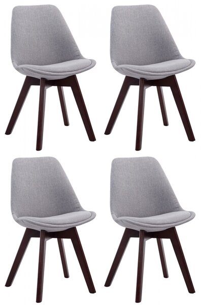 Židle Borne V2 látka (SET 4 ks), dřevené nohy ořech - Šedá