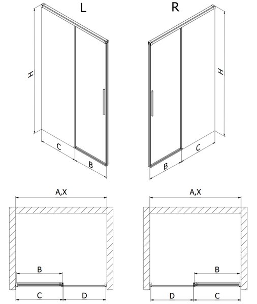 Mexen Rox posuvné sprchové dveře 140 cm, transparentní, chrom - 8C2-140-000-01-00