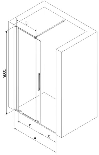 Mexen Velar, posuvné sprchové dveře do otvoru 90 cm, 8mm šedé sklo, broušený grafit, 871-090-000-41-95