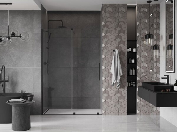 Mexen Velar posuvné sprchové dveře 130 cm, transparentní, černé - 871-130-000-01-70