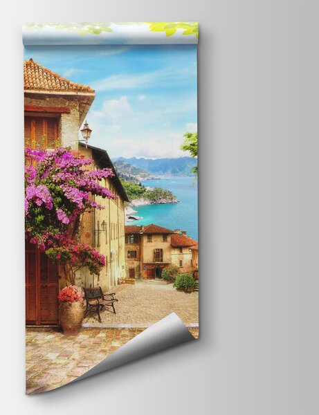 Fototapeta Ulice s květinami a stromy, Designové fototapety na zeď, Populární fototapety, u06474 - Tapeko.co.cz