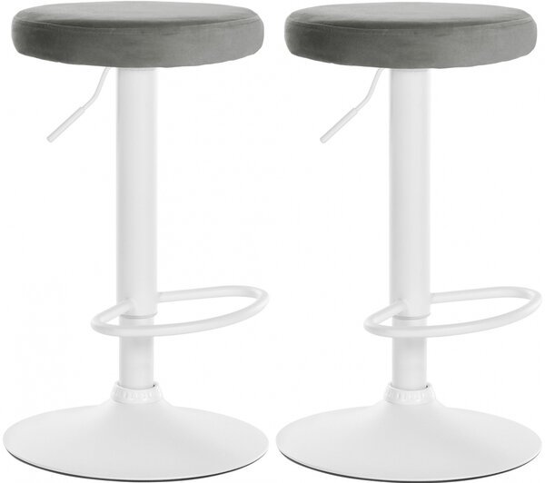 2x Barová židle Ponte - samet, bílý rám - Šedá