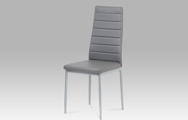 Jídelní židle, koženka tm. šedá / šedý lak