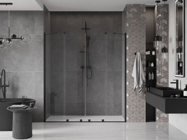 Mexen Velar Duo sprchové dveře posuvné 170 cm, transparentní, černé - 871-170-000-02-70