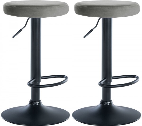 2x Barová židle Ponte - samet, černý rám - Šedá