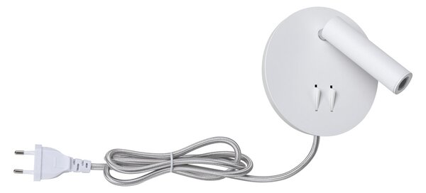 Paulmann 78918 Tabari, nástěnné svítidlo k posteli s dvojím svícením, LED 4W+1,4W 3000K, bílá, průměr 14cm