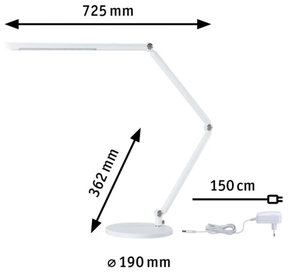 Paulmann 78911 FlexBar bílá LED stolní lampa, 10,6W LED, 3000-6500K výška 67cm