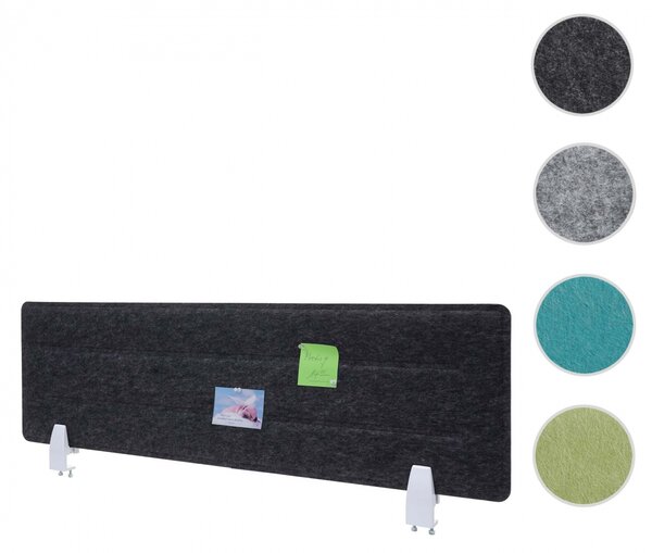 Akustický panel na stůl HWC-G76 - tkanina/textil s reliéfem - 100x30cm - černá