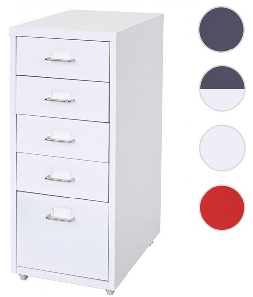 Zásuvková skříňka na kolečkách Boston T851 - 69x28x41cm, 5 zásuvek - bílá