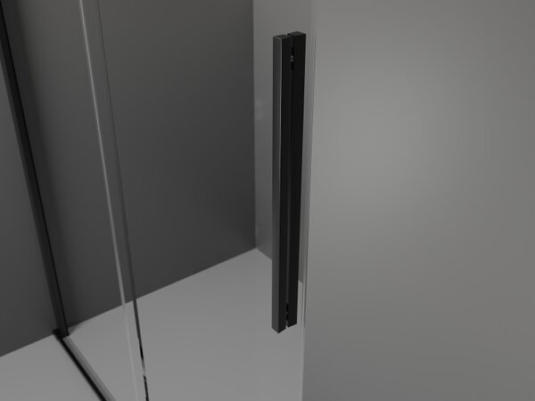 Mexen Velar, sprchový kout s posuvnými dveřmi 90 x 90 cm, 8mm šedé sklo, černá matná, 871-090-090-41-70