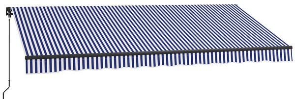 Skládací balkonová markýza Outsunny s ručním kličkou, 400 x 300 cm, UV30+ sluneční markýza s úhlem 45-85°, voděodolná markýza pro balkon, nástěnná úpr