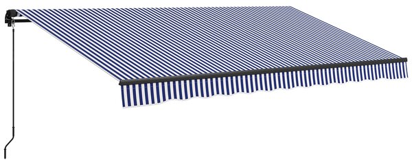 Skládací balkonová markýza Outsunny s ručním kličkou, 400 x 300 cm, UV30+ sluneční markýza s úhlem 45-85°, voděodolná markýza pro balkon, nástěnná úpr