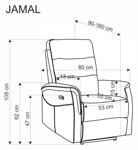 Halmar Relaxační křeslo JAMAL šedé
