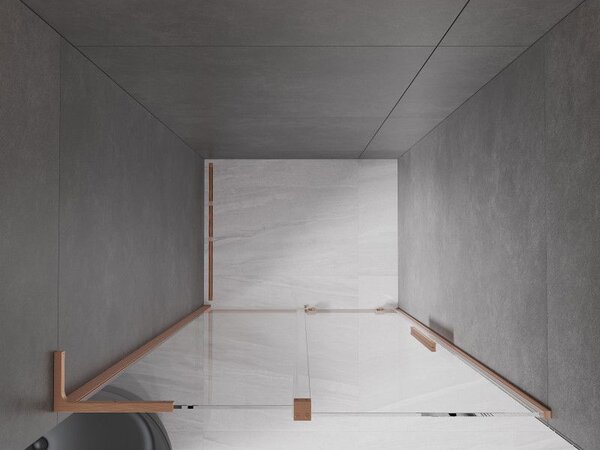 Mexen Velar L posuvné sprchové dveře 90 cm, transparentní, kartáčovaná měď - 871-090-003-01-65