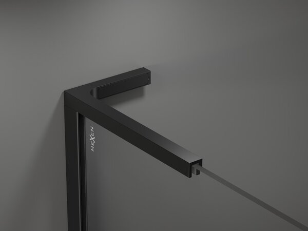 Mexen Velar L posuvná sprchová stěna Walk-in 90 x 200 cm, transparentní 8 mm, černá - 871-090-003-03-70
