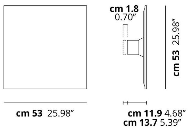Lodes 16747 1023 Puzzle Mega Square Small, bílé svítidlo pro nepřímé osvětlení, 3x15W LED 2700/3000K stmívatelné, 53x53cm