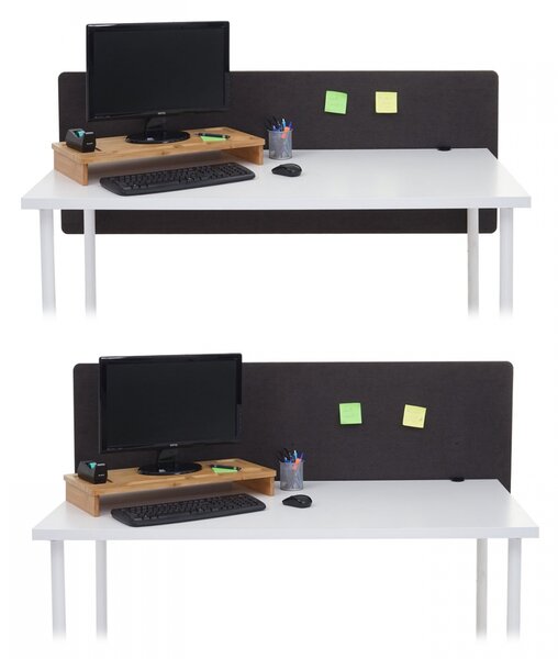 Akustický panel na stůl HWC-G75 - dvoustěnná látka/textil - 60x160cm - hnědo-šedá