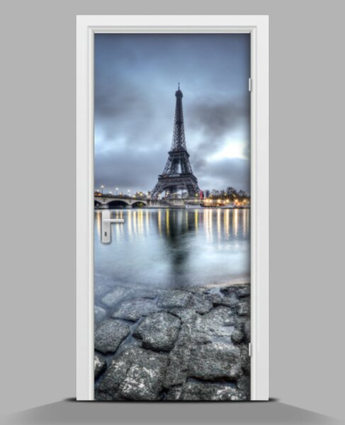 Samolepící nálepka na dveře Eiffelova věž východ slunce wallmur-pl-f-47359660