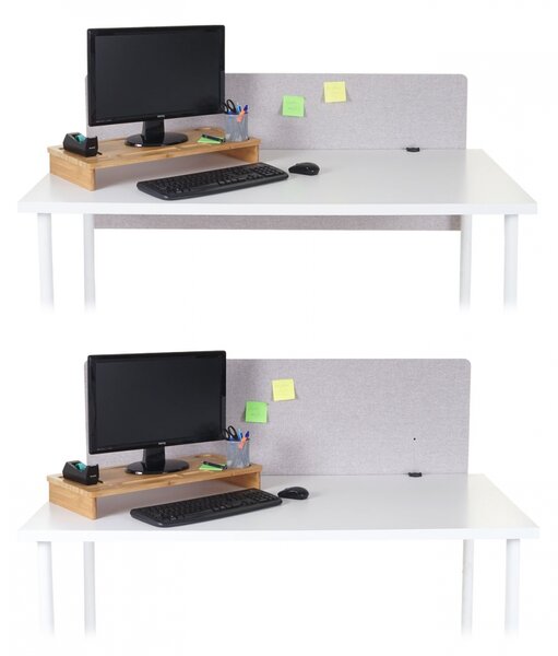 Akustický panel na stůl HWC-G75 - dvoustěnná látka/textil - 60x140 - šedá