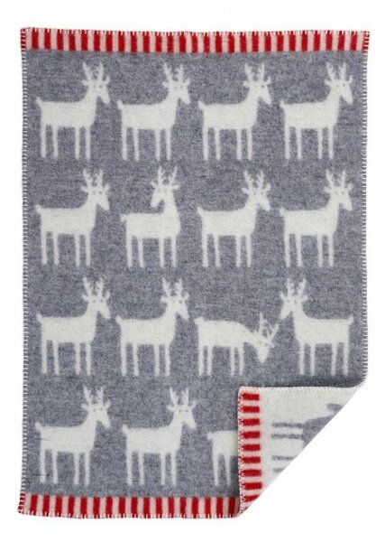 Vlněná dětská deka Deer grey 65x90, Klippan Švédsko Šedá
