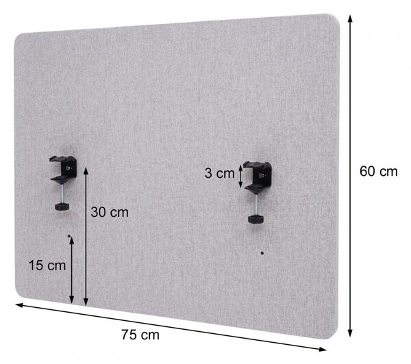 Akustický panel na stůl HWC-G75 - dvoustěnná látka/textil - 60x75cm - hnědo-šedá