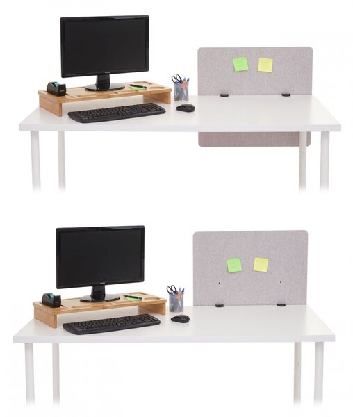 Akustický panel na stůl HWC-G75 - dvoustěnná látka/textil - 65x60 cm - šedá
