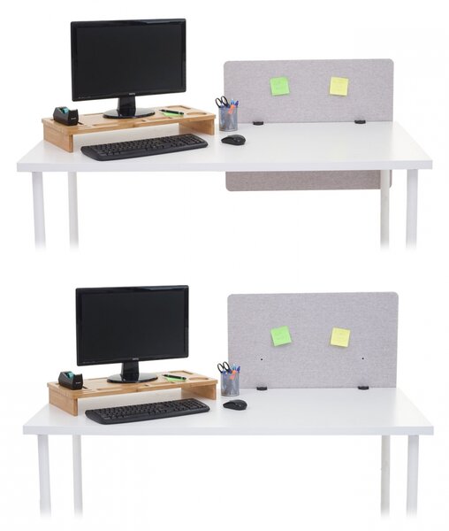 Akustický panel na stůl HWC-G75 - dvoustěnná látka/textil - 60x75cm - šedá