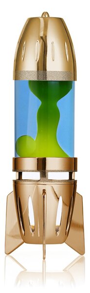 Mathmos Fireflow R1 Copper, originální lávová lampa měděná s růžovou tekutinou a žlutou lávou, pro čajovou svíčku, výška 24cm