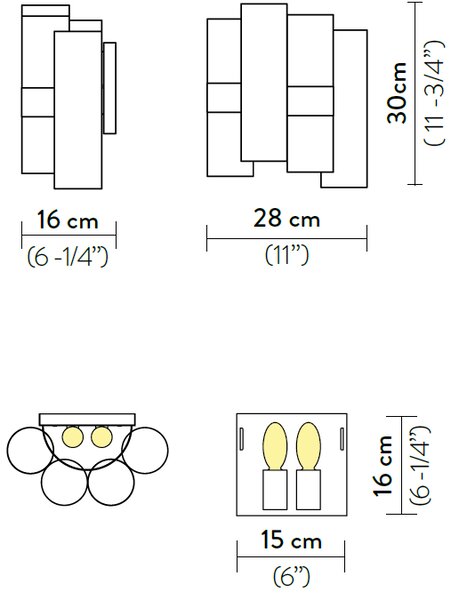 Slamp La-Lollo white applique, designové nástěnné svítidlo, 2x5W LED E14, výška 30cm