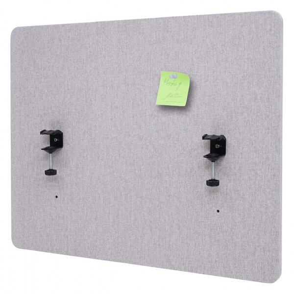 Akustický panel na stůl HWC-G75 - dvoustěnná látka/textil - 60x75cm - šedá