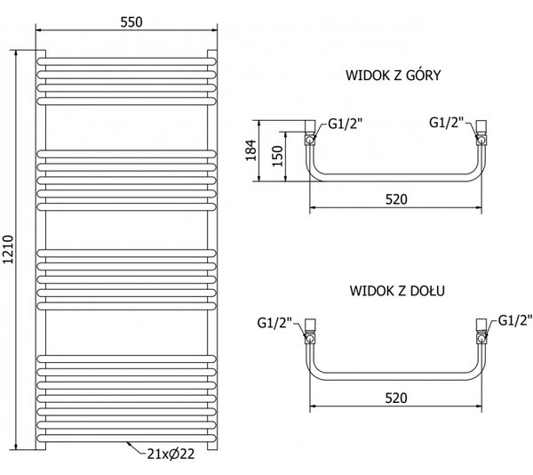 Mexen Apollo elektrický radiátor 1210 x 550 mm, 600 W, černý - W117-1210-550-2600-70