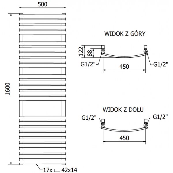 Mexen Bachus, elektrické topné těleso 1600 x 500 mm, 900 W, bílá, W109-1600-500-2900-20