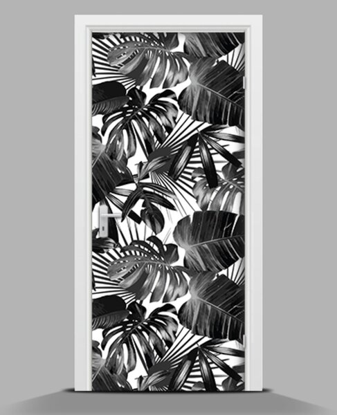 Nálepka fototapeta na dveře Listy palmy černobílé wallmur-pl-f-83345208