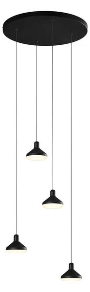Mantra 7313 Sirio, moderní černé svítidlo se čtyřmi závěsy LED 4x8W 2360lm 3000K, průměr 45cm