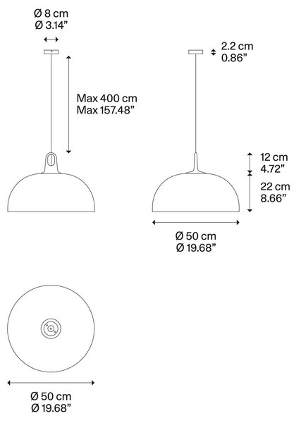 Lodes 16924 2300 Jim dome, bílé kupolovité svítidlo s šedým hákem, 1x25W LED E27, prům. 50cm