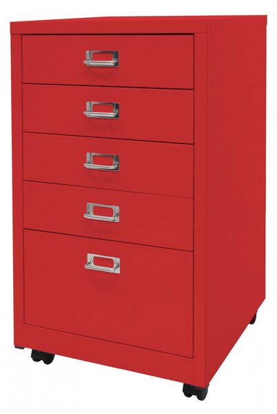 Zásuvková skříňka na kolečkách HWC-L49, kov 75x40x41cm 5 zásuvek - červená