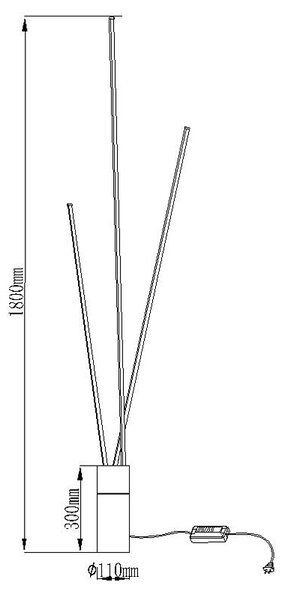 Mantra 7348 Vertical, stmívatelná černá stojací lampa se třemi prvky, LED 60W 3600lm 3000K, výška 180cm