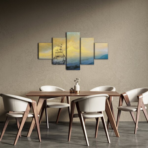 Obraz - Malba loď na moři (125x70 cm)