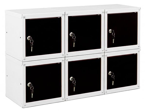6x Uzamykatelná kovová skříňka Trestles SKM 250x250x250, černá dvířka